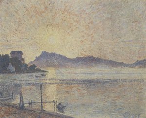 La Pointe de Cougoussa、サンセット、1925年 作： Lucien Pissarro
